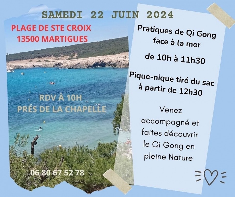QI Gong face à la mer plage de Ste Croix Martigues le 22 juin 2024