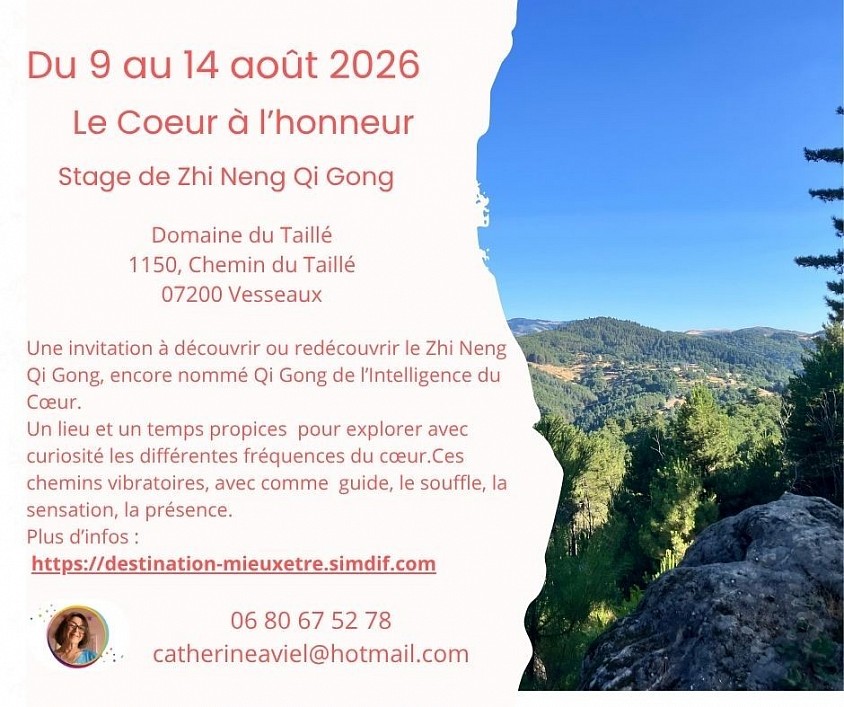 Stage Qi Gong été 2026 au Domaine du Taillé 07200